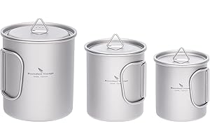 Boundless Voyage Titanium Camping Mug with Lid 300ml 450ml 750ml Lightweight Folding Handle Cup for Outdoor Backpacking Hikin