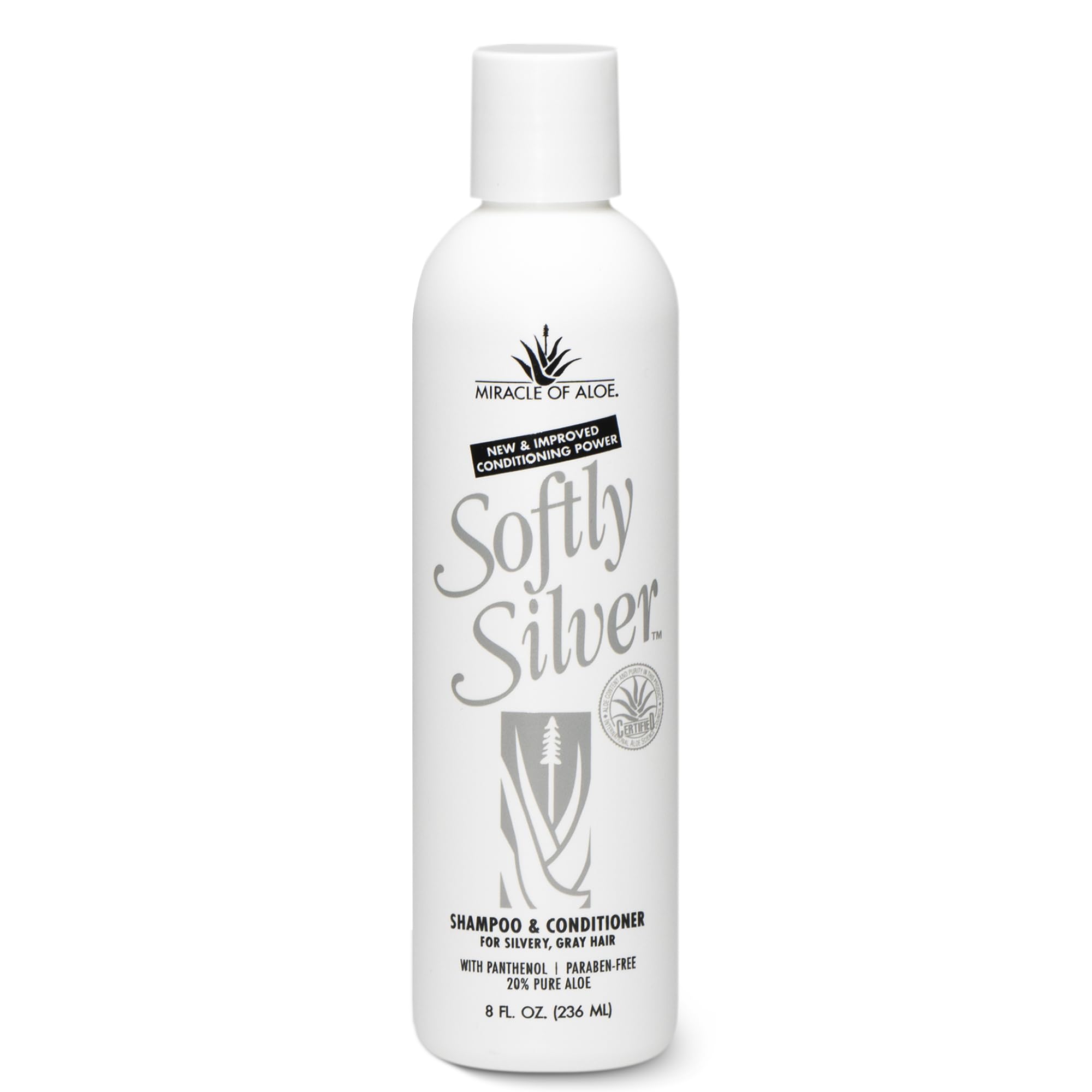 Softly Silver Shampoo Improved Conditioning formula for Gray Hair, 2 in 1 Purple Restorative Hair Wash for Mature Hair, Adds Luster, Bounce & Body, with Panthenol and 20% Pure UltraAloe