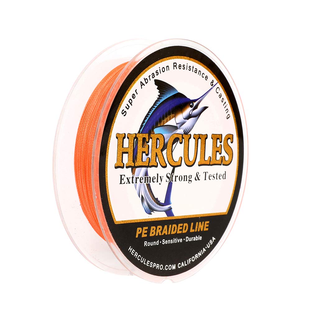 Hercules Super Strong 100M 109 Yards Braided Fishing Line 100 LB Test for Saltwater Freshwater PE Braid Fish Lines 4 Strands - Orange, 100LB (45.4KG), 0.55MM — image 1