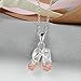 GemsChest 925 Sterling Silver Cubic Zirconia Ballet Slippers Shoes Necklace for Teen & Dancer 18''