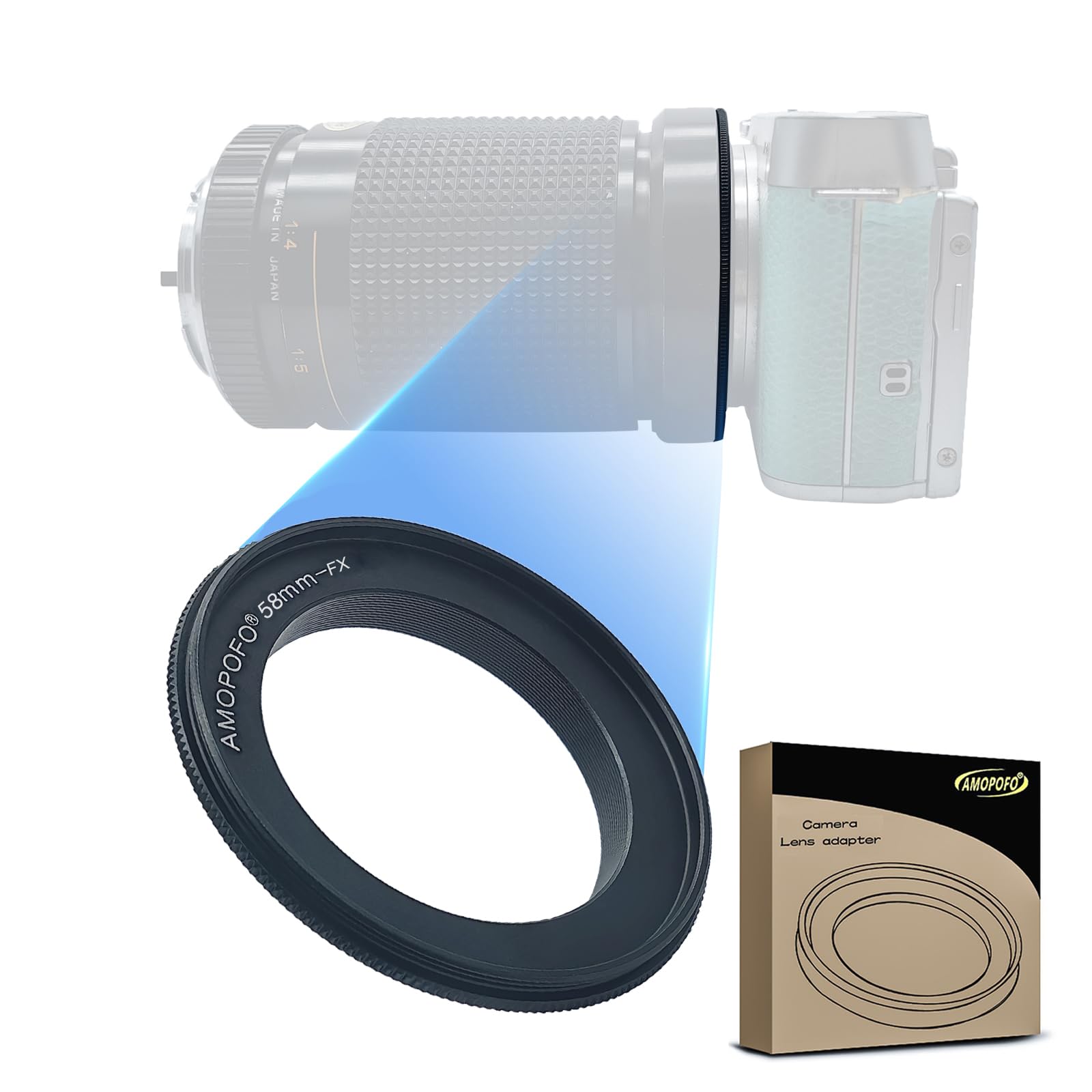 58mm to FX Reverse Adapter Ring,58mm-FX Macro Shoot Ring,Compatible with for Fuji film FX Camera X-A5 X-A20 X-A10 X-A3 X-A2 X-A1 X-T2 X-E3 X-E2S X-E2 X-E1 X-T100 X-M1 X-Pro1 X-Pro2,Macro Shoot. — image 1