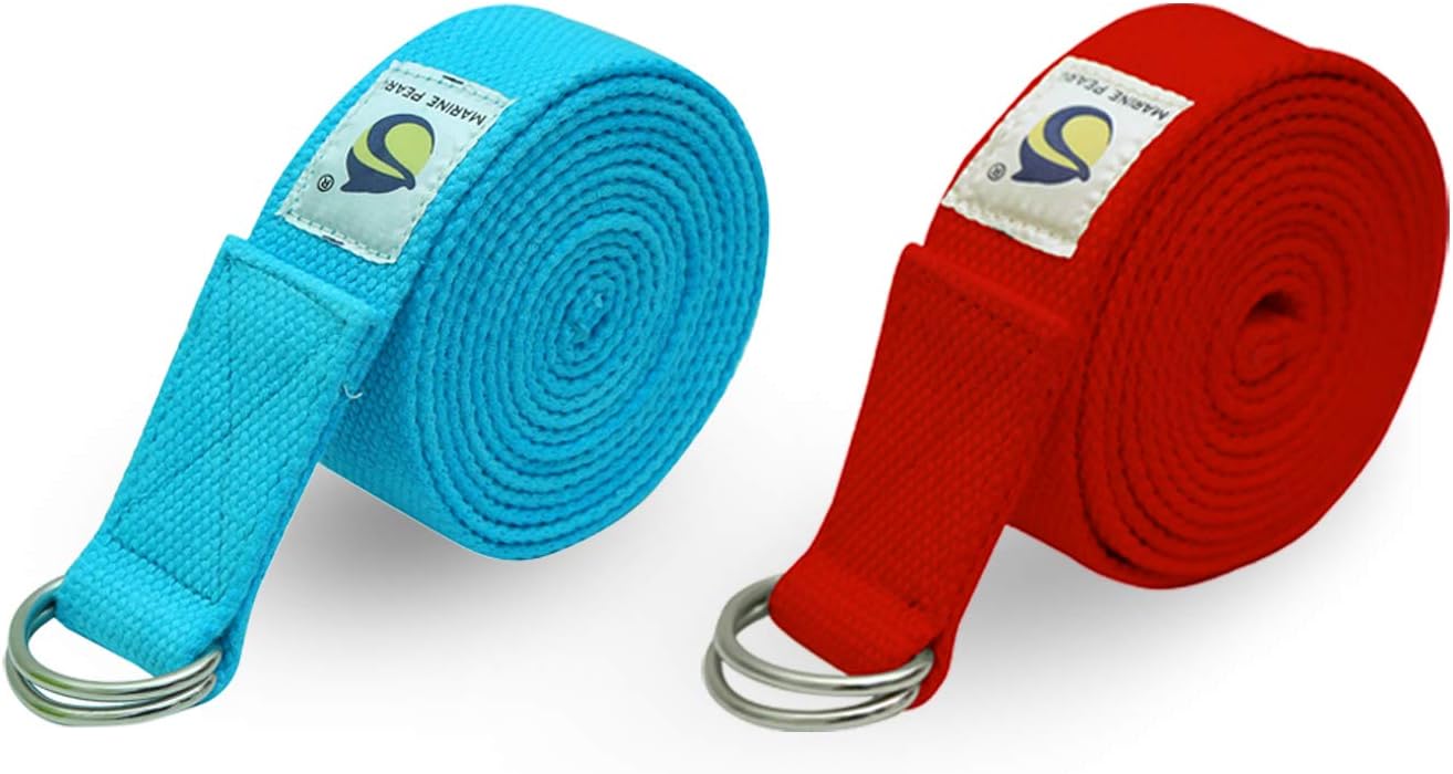 Marine Pearl 8ft Set of 2 Heavy Duty Yoga Strap - Many Stylish Colors, Best for Daily Stretchng, Yoga Pilates, Physical Therapy, Fitness