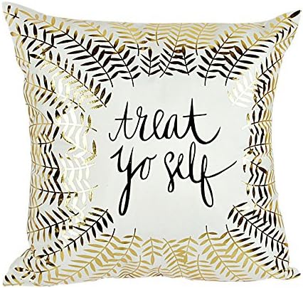 MHB Home Dรฉcor Gold Foil Print Decorative Soft Throw Pillow Covers 18"x 18"