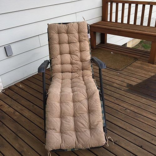 Quilted Micro Suede Chair Pads Bench Cover Patio Long Chair Cushion Pads (17x60(pad), Peat)