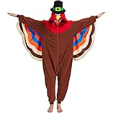 AMAMHAHAVA Turkey Costume Adults Turkey Onesie Pajamas Thanksgiving Costume Cosplay Halloween Animal One-Piece Pajamas