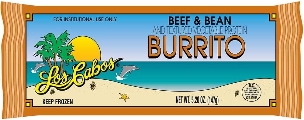 Los Cabos Individually Wrapped Beef and Bean Burrito, 5.2 Ounce -- 96 per case.