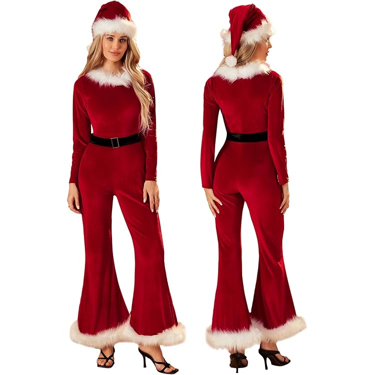 Amazon.com: lisenraIn Women Christmas Outfit Faux Fur Trim