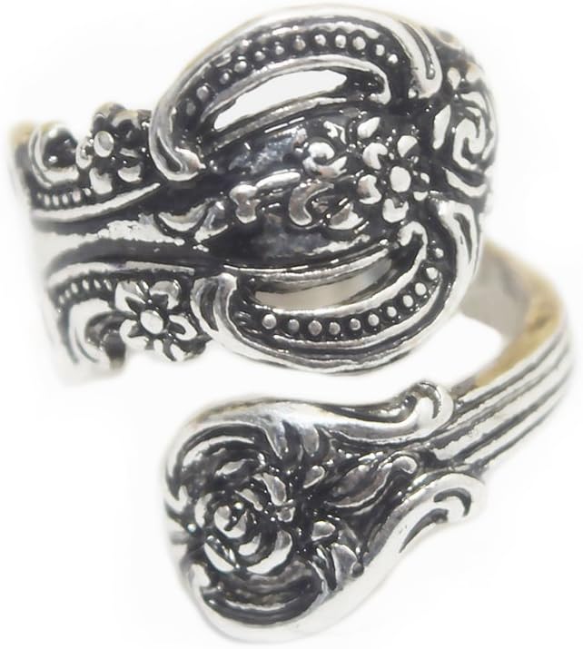 Antique Silver Spoon Ring , Resizeable Unique Rings , Friend Gift