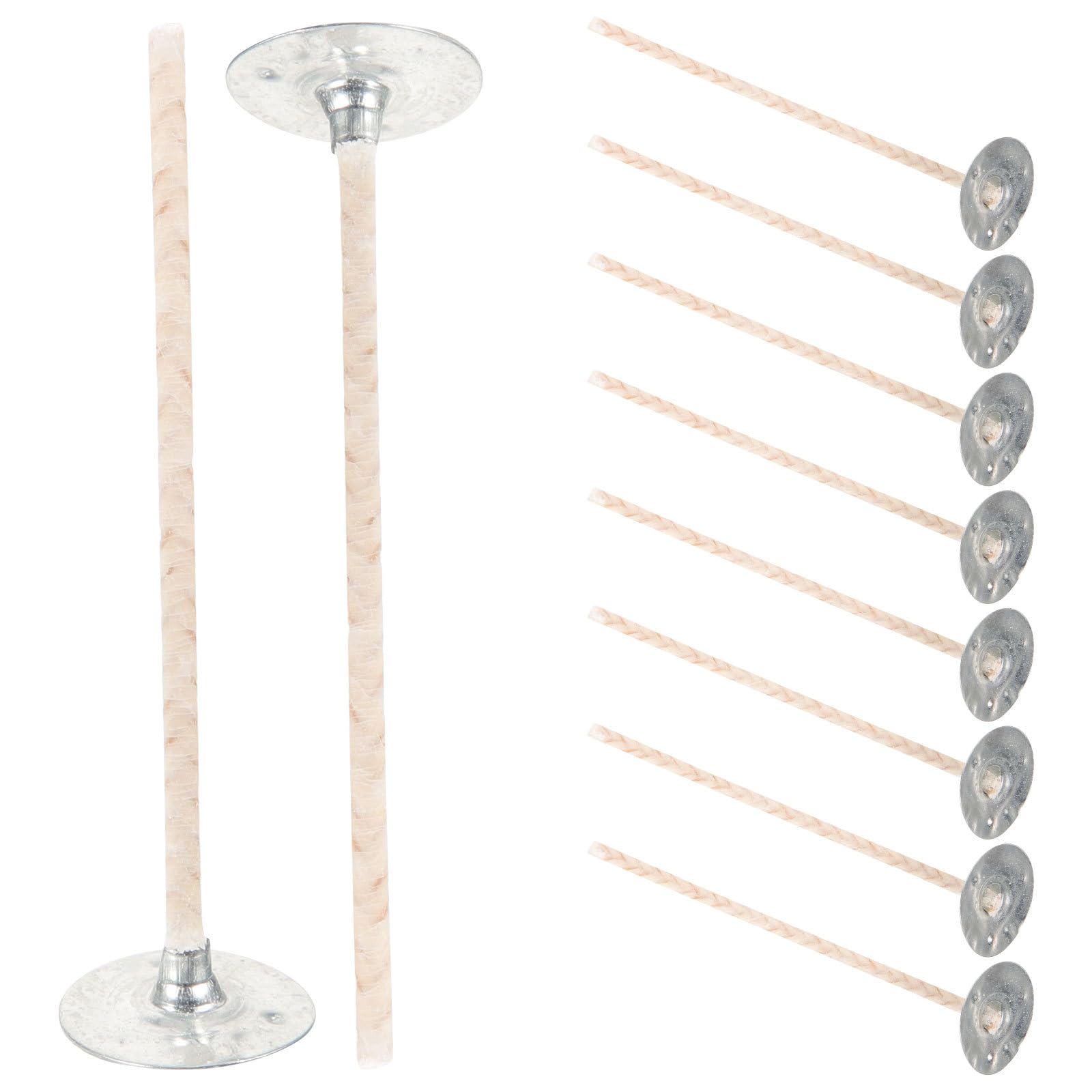 10 Pcs Cotton Candle Wicks with Metal Base for Diy Candle Making, 7Cm Long, Suitable for Paraffin and Soy Wax