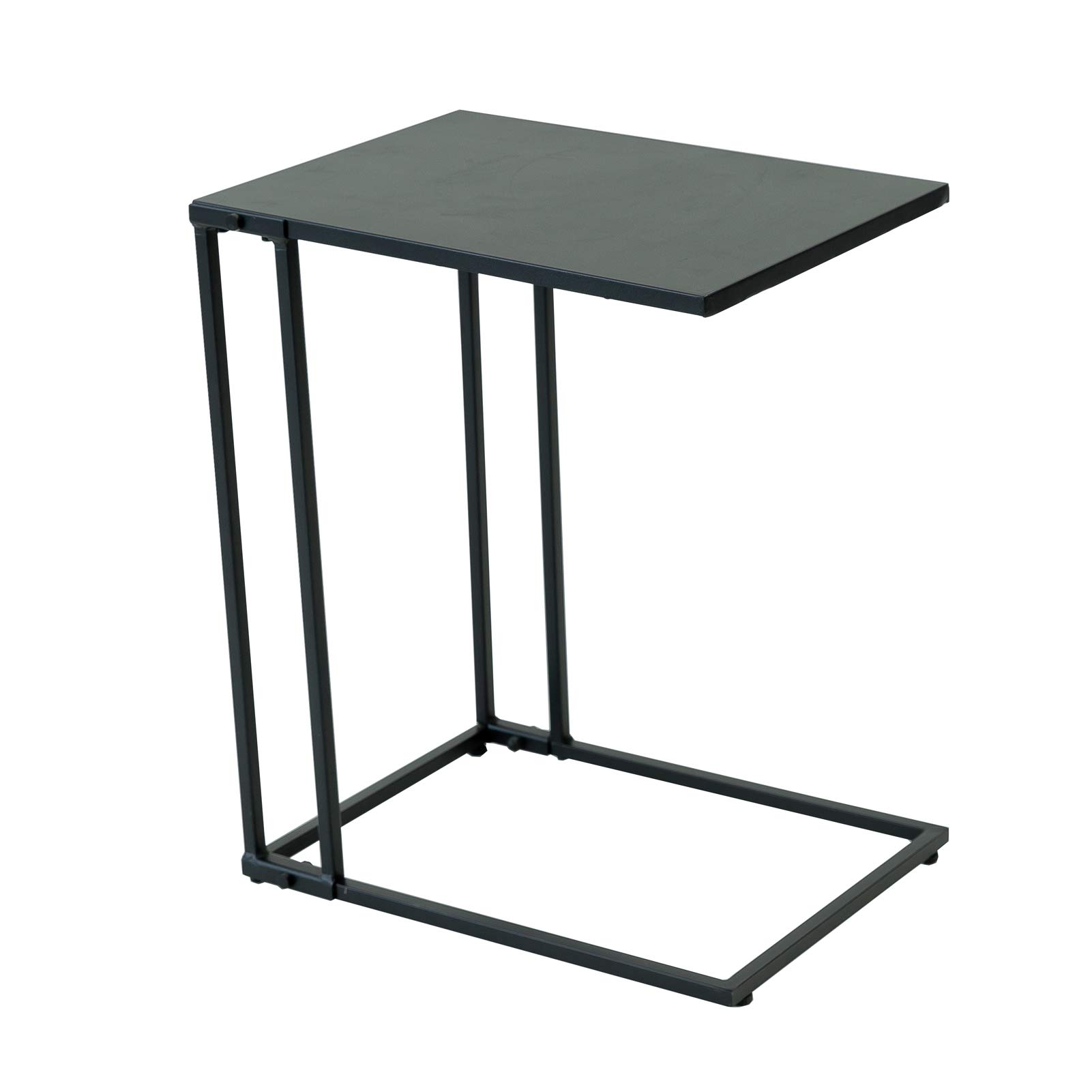 C-Hopetree Small Side Coffee End Table for Sofa, C Shape, Black Metal