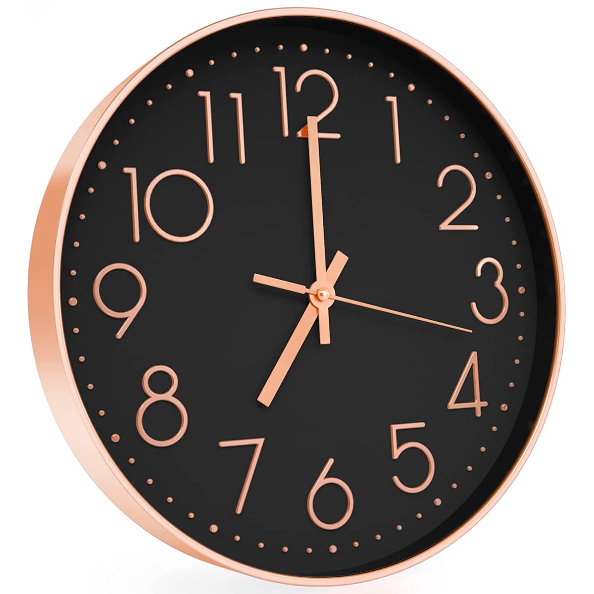 SIN&MI 12" Wall Clock Silent & Large Wall Clocks for Living Room Office Home Kitchen Decor Modern Style & Easy to Read - Rose Gold &Black