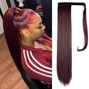 Amazon Com Feshfen 24 Long Straight Wrap Around Ponytail
