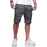 JMIERR Mens Casual Shorts - Cotton Drawstring Summer Beach Stretch Twill Chino Golf Shorts