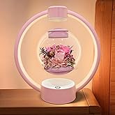 KMLSHLL Magnetic Levitating Lamp with Preserved Flowers, Touch-Controlled Dimmable Table Lamp, Night Light, Bedside Lamp for Home Office Decor, Valentine's Day Birthday Creative Gifts (Pink)