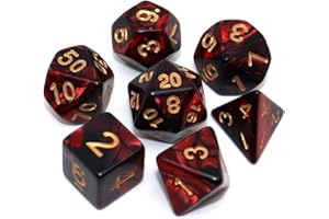 CREEBUY DND Dice Set Red Black RPG Dice for Dungeon and Dragons D&D MTG 7-Die Polyhedral Dice