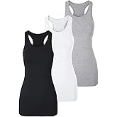 TAIPOVE Long Tank Tops for Women Cotton Layering Racerback Extra Long Camisole Activewear 3packs