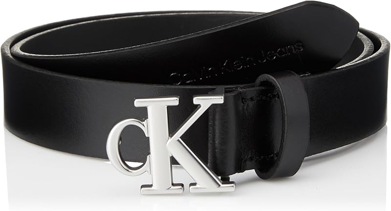 Damen Gürtel Mono Plaque Belt 30mm aus Leder, Schwarz (Black), 80 cm