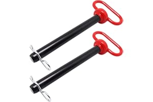YuGtcen Hitch Pin 2 Pcs, 3/4 x 6-1/2 inch Tractor Towing Hitch Pin and Clip, Red Handle Trailer Hitch Pin Gate Pins for Towing RV, Truck, Boat, Car, Tractor (3/4x6-1/2)