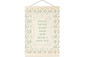 FISAHAT You'll Never Know Dear How Much I Love You Flag Banner, Pink Floral Nursery Decor, Baby Girl Room Decor,Shabby Chic Gift for Baby Shower Toddler Nursery Bedroom