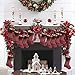 Partybus Mini Christmas Stockings 9 Inch 12 Pack, Small Rustic Plaid Xmas Decorations with Faux Fur Cuff, Bulk Gift Card Holders Treat Bags for Family Dog Cat