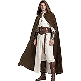 AQEWK Medieval Cloak with Hood Men Renaissance Costume Accessories Halloween Cosplay Velvet Cloak Hood