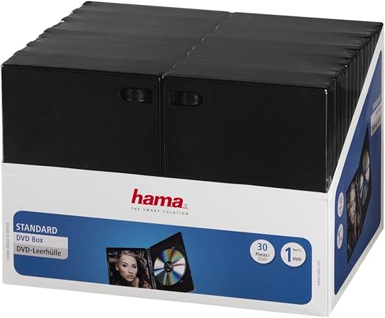 Hama 11495 - Pack de 30 Cajas para CD/DVD, Negro: Amazon.es: Electrónica