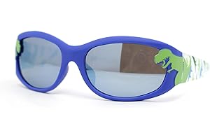 SA106 Boys Color Mirror T-Rex Dinosaur Print Arm Oval Sport Sunglasses