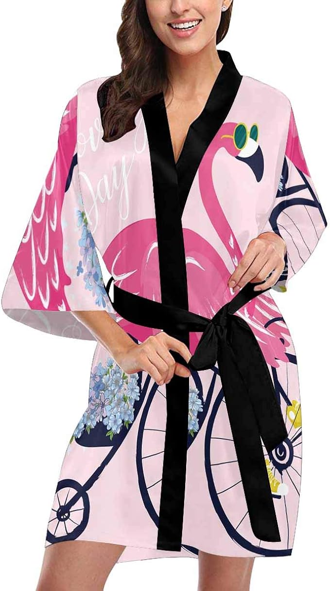 flamingo kimono robe
