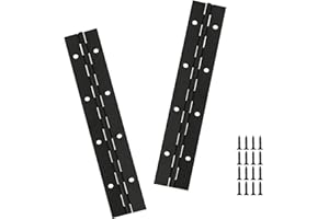 Yeecheng 2PCS Black 8-Inch Heavy Duty Stainless Steel Piano Hinge,2" Open Width Continuous Piano Hinges for Wood Furniture Tool,Piano Cabinets, Includes Pre-Drilled Holes and Screws.