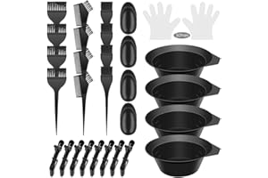 IRCHLYN Hair Dye Brush and Bowl Set Hair Dye Kit Hair Tint Dying Coloring Tool Hair Dye Comb with Ears Covers Hairdressing Clips and Hair Dye for Salon and Personal DIY (78 Pieces)