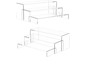 NIUBEE Acrylic Display Riser, 6 Pcs 12" Large Acrylic Risers, 2 Set Clear Rectangular Stands for Candy Dessert Cupcakes, Coll