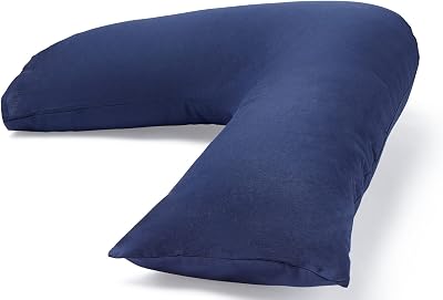 C Stores Large V Pillow with Navy Two Tone Cotton Cover 84x34cm