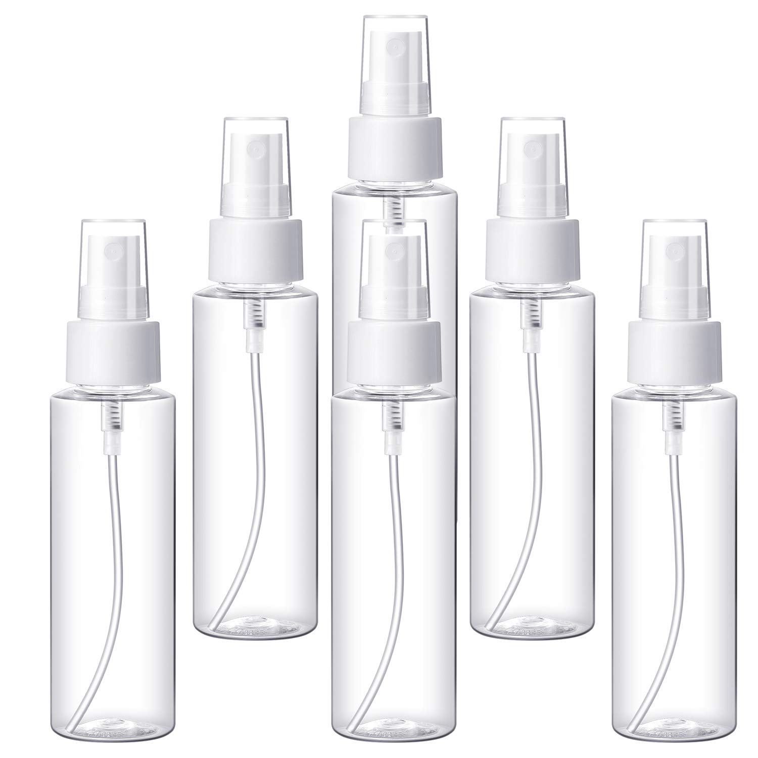 VEIDIA 6 Pack 100 ML Clear Spray Bottles Plastic Fine Mist Spray Bottle Container Refillable Makeup Cosmetic Atomizers Bottles for Cleaning, Hair, Perfumes, Liquids : Beauty