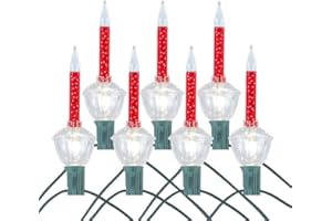 Novelty Lights Bubble Light Set, 6 Feet 7 Bulbs Red Liquid with Glitter and Clear Bases, 5 Watt E12/C7 Bulbs for Indoor Christmas Trees, Nostalgic Holiday Home Decor