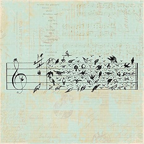 Amazon アンティーク鳥音楽ノートアートmusical表記シート音楽ヴィンテージ印刷でアンティーク音楽用紙スタイル背景no 3269 8 X 8インチ アートフレーム ポスター オンライン通販