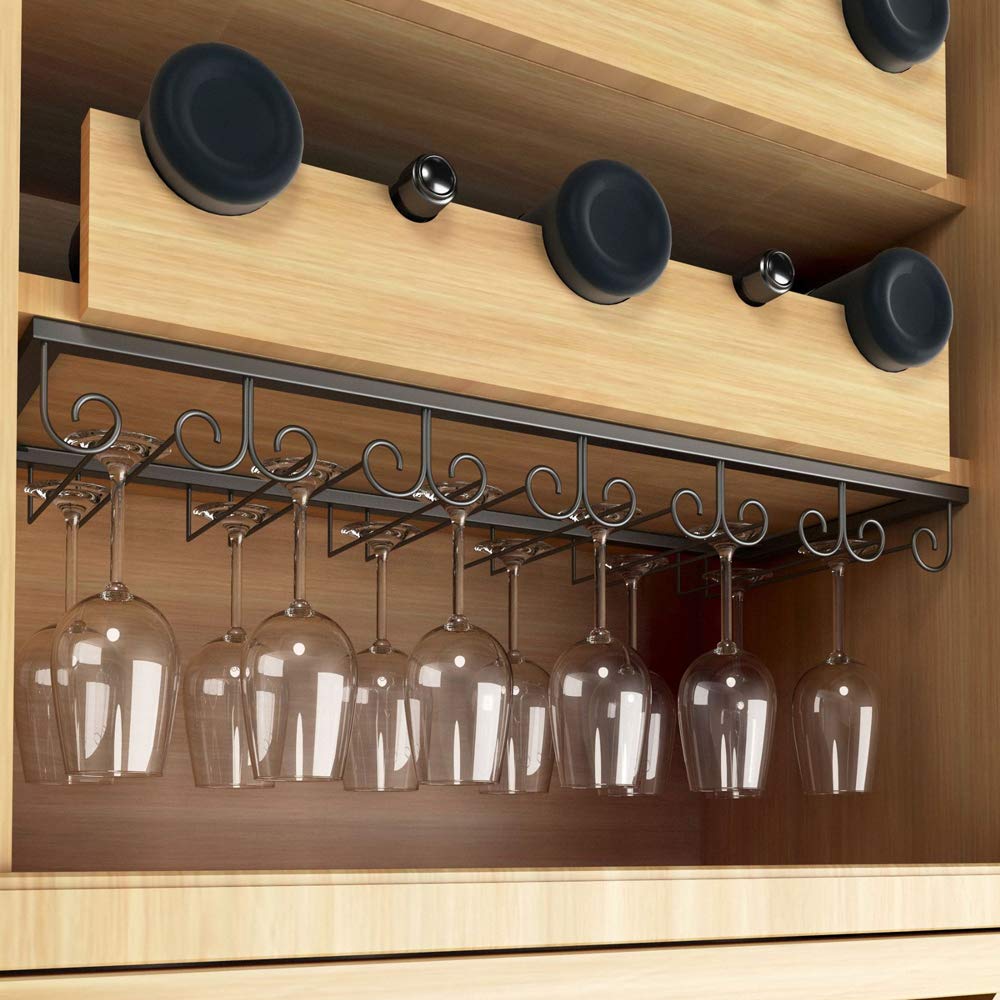 Mug Holders Home Kitchen Homixes 12 Hooks Mug Holder Cup Hanger Under Shelf Cabinet Stainless Steel Glassware Storage Rack For Kitchen Bar