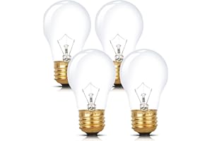 Simba Lighting Oven Light Bulb 300°C/572°F Rated A15 40W (4 Pack) Incandescent Mini-Standard Shape with E26 Standard Medium Screw Copper Base for Appliances, 110V 120V 130V, 2700K Warm White