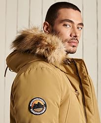 Superdry Mens Everest Parka Coat, Slim Fit Camel