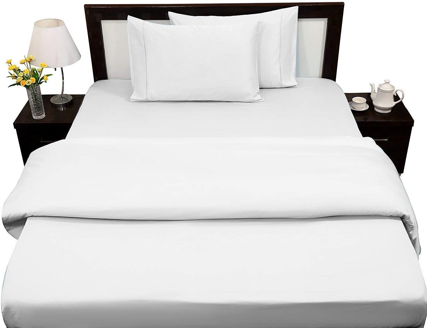 RajlinenShort Queen RV Camper Sheet Set (60x75) – 100% Egyptian Cotton, Soft & Cooling, 16” Deep Pocket Fitted Sheet, Luxury Hotel Quality Bedding for RVs, Campers & Motorhomes (White Solid)