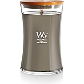 WoodWick Sand & Driftwood Gifts for Women and Men, 21.5 oz Large Hourglass Candle with Crackling Wick