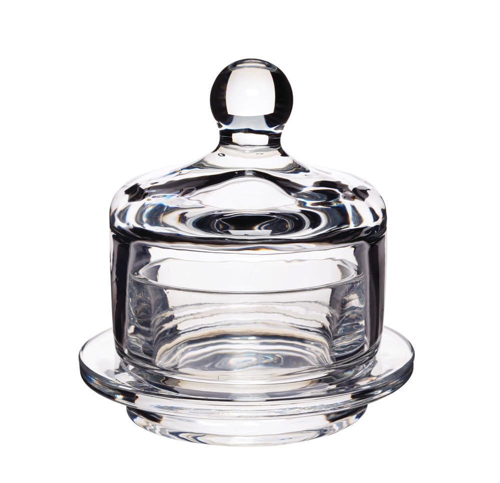 Artesà Glass Butter Dish, Small Cloche Holder with Lid for Serving Butter, Spread, Cheese, Pate and Tapenades, 9 x 9.5 cm, Clear Glass