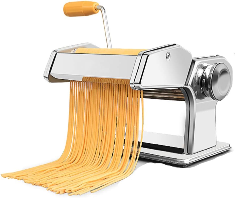 RRH Manual Pasta Maker Machine Heavy Duty Noodles Maker Hand Crank Cutter Pasta with Washable Stainless Steel Rollers and Cutter for Fettuccine, Linguine, Lasagna, Ravioli and Spaghetti(2 Cutting Die)