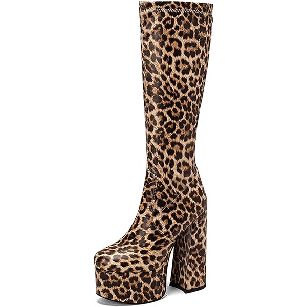 Amazon.com | Seborluys Women Animal Print Knee High Gogo