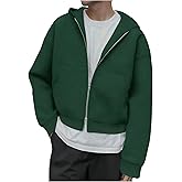 RoseSeek Men's Crop Zip Up Hoodie Long Sleeve Hooded Sweatshirts Casual Basic Outerwear with Pockets