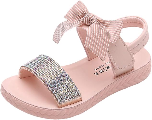 Amazon Nomsocr サンダル キッズ 女の子 リボン スポーツサンダル 柔らかい アウトドアシューズ ビーチサンダル マジックテープ キラキラ 子供靴 夏用 ドレスシューズ ガールズシューズ Nomsocr サンダル