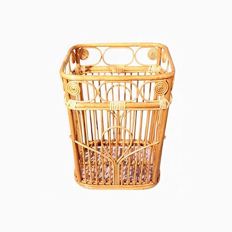 LYL mülltonnen Kreative Vintage Rattan Mülleimer, Kleinigkeiten Kleidung Box Hotel Ablagekorb Haushalts Mülleimer (Color : Wo