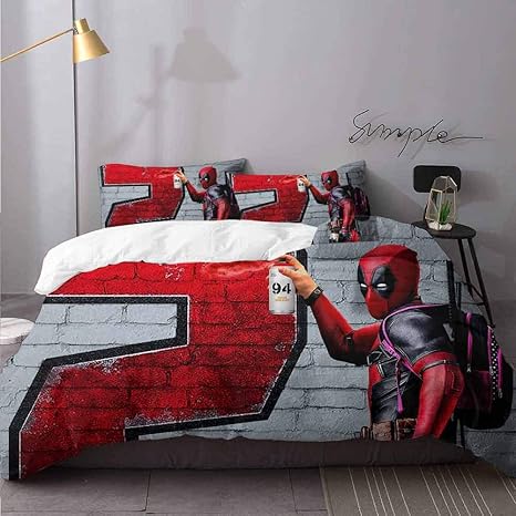 Amazon Com Bed Sheets Set Deadpool Bed Sheets And Comforter Set Bedding 3 Piece Duvet Cover Set Twin Home Kitchen