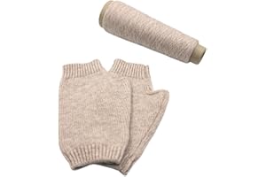 iMongol Pure Cashmere Women Men Unisex Fingerless Mittens Gloves Half Fingers, Thumb Hole Thick 3ply Yarn