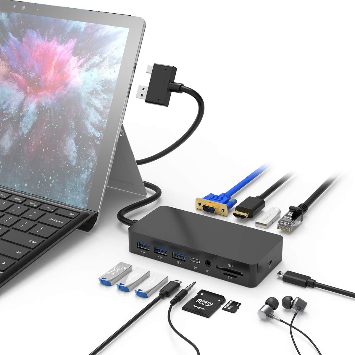 Surface Pro 4/Pro 5/Pro 6 Hub Docking Station, adaptador conversor