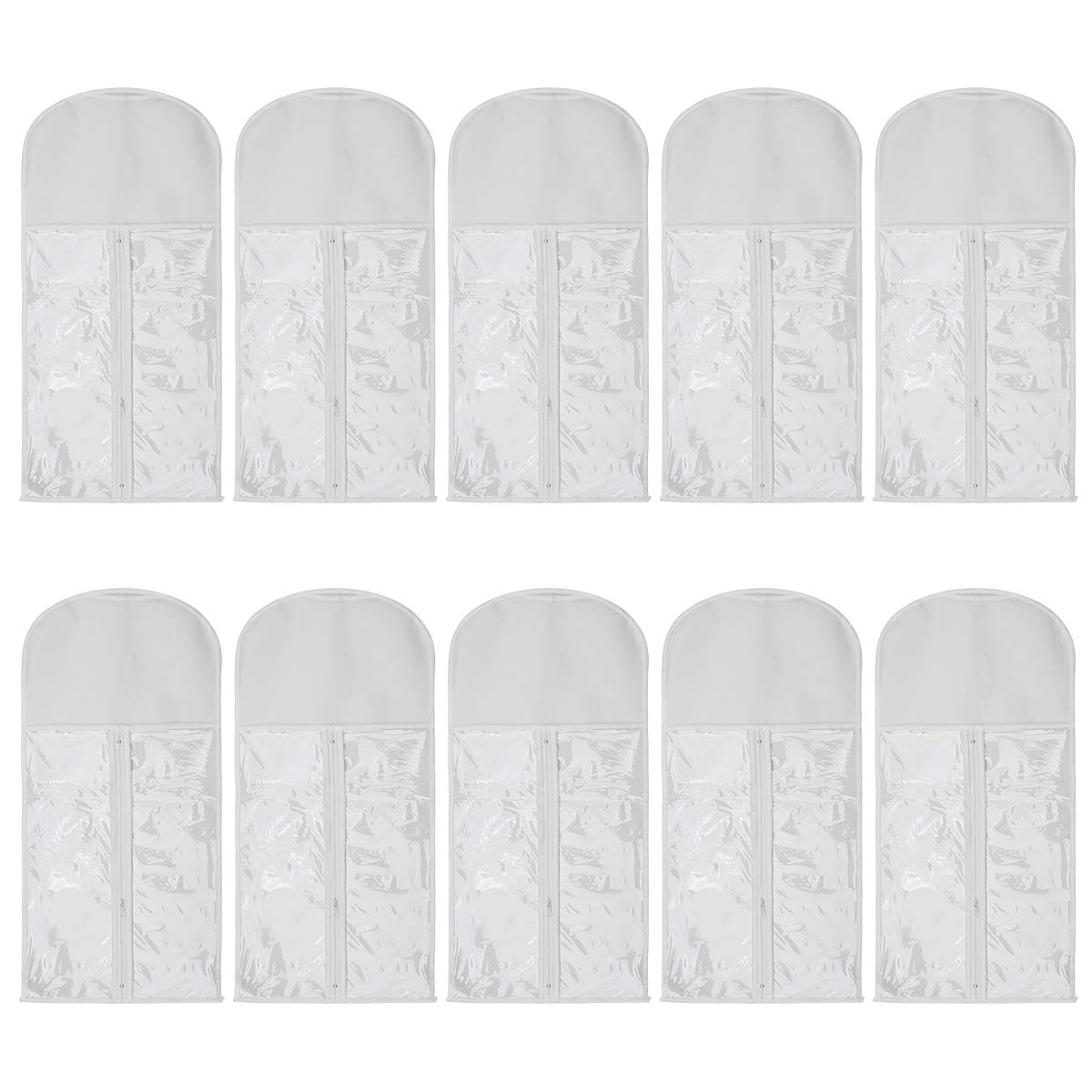 Wig Storage Bag Holder Case, Wigs Pouch Dust-Proof Organizer Protect for Professional Hair Extensions, Pack of 10 (White)
